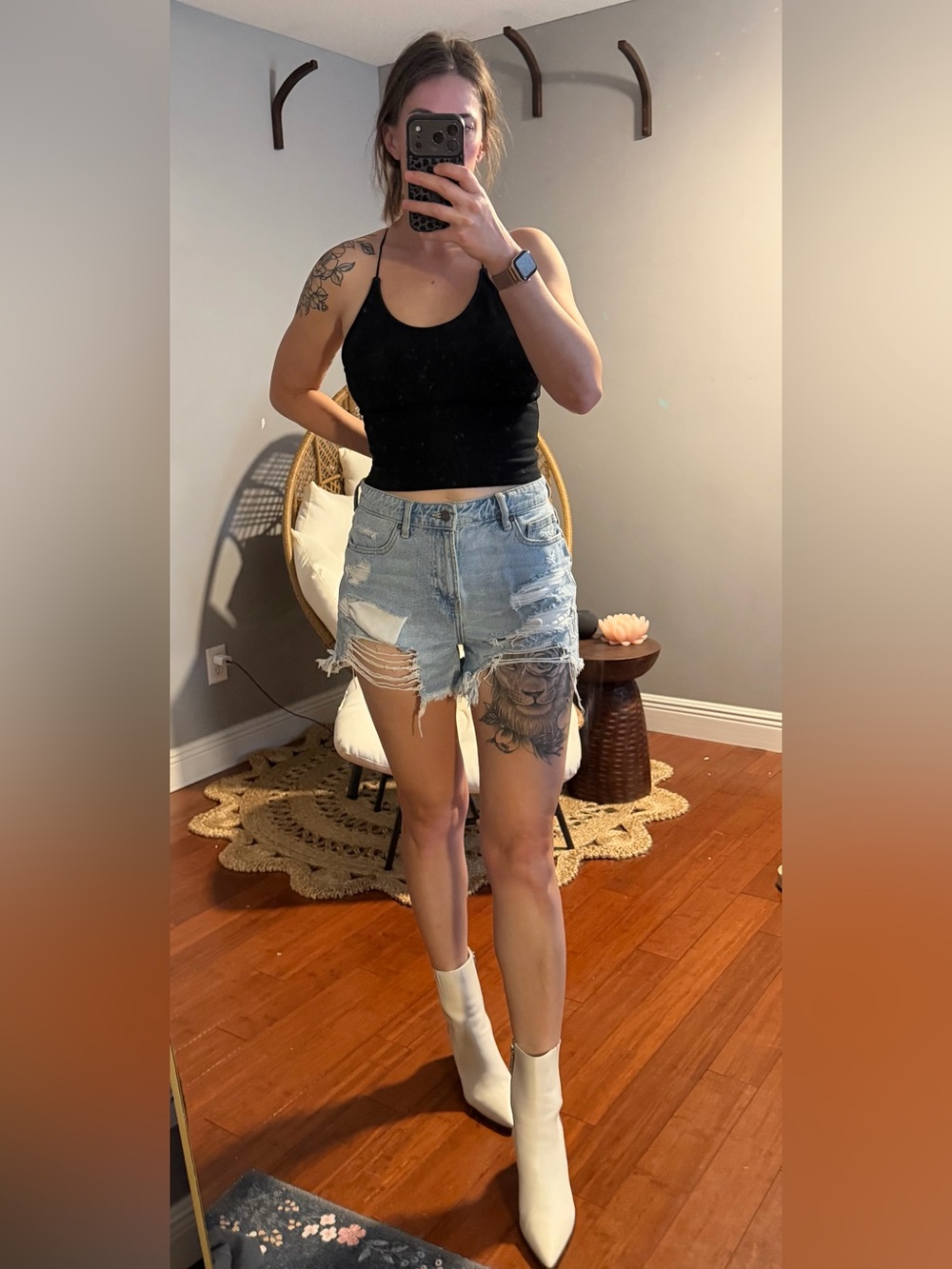 Hidden Los Angeles Light Blue Distressed Denim Cutoff Shorts for Women